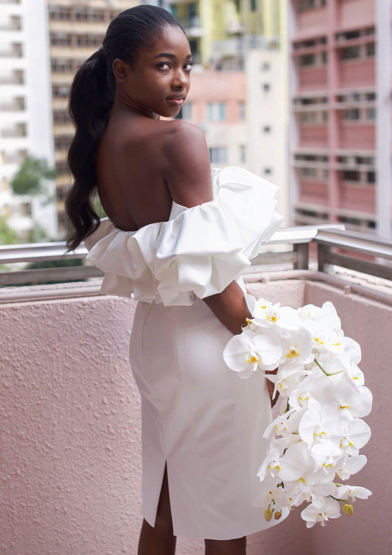 Christina off shoulder dress white Clearance